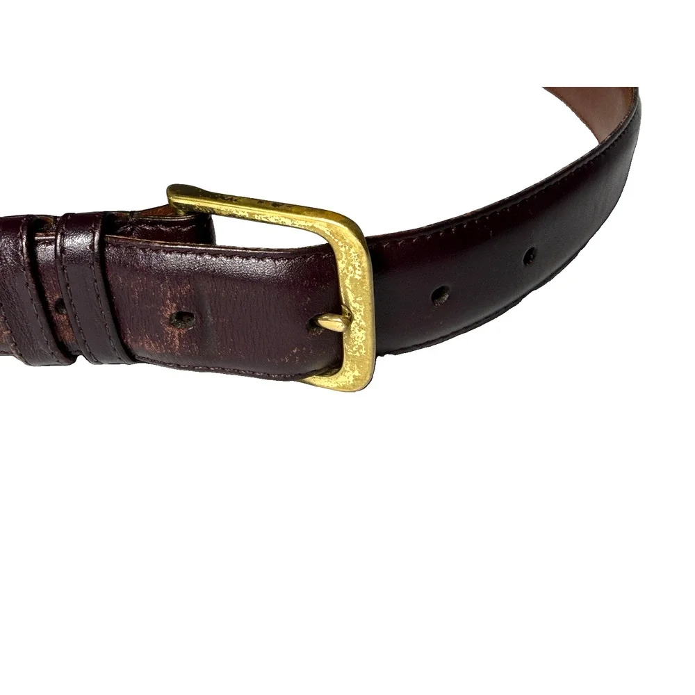 Coach Vintage Mens Belt Size 34 Genuine Cowhide Leather Brass Buckle Dk Brown